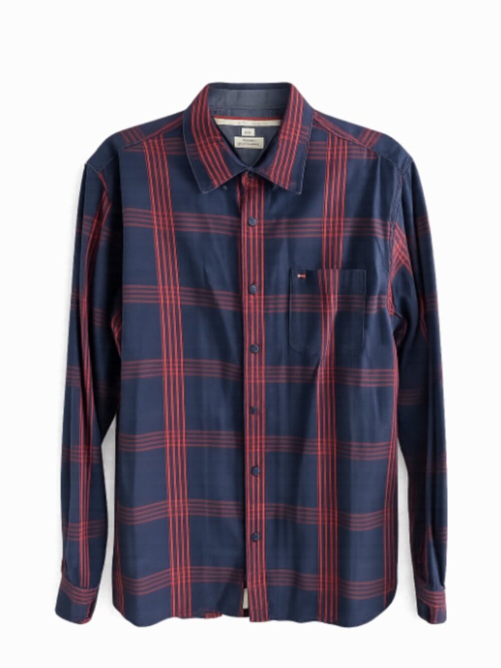 Tommy Hilfiger Navy and Red Plaid Button-Down Shirt Size M